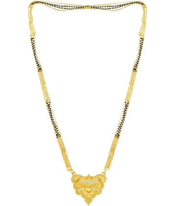 shankhraj mall gold plated black bead long mangalsutra for women-100146