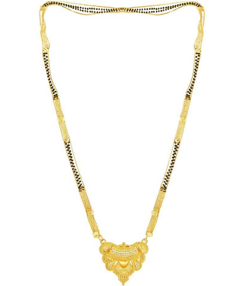 shankhraj mall gold plated black bead long mangalsutra for women-100146