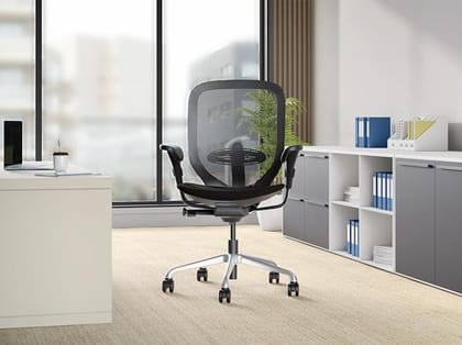 Ace Full Back Chair (Fabric in Black Ink)
