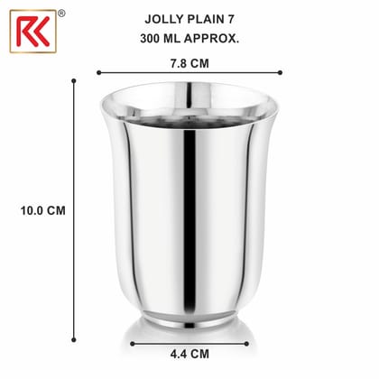 RK Jolly 7 Stainless Steel Glass Set of 2-300ml Each | Mirror Polish, Food Grade | Scratch Resistant, Serving Glass | for Water Juice. (Silver)