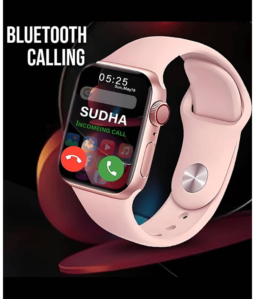 HEDU T500 BT Calling Smart Watch with Strap Upto 1-2 hours Backup ( PINK )