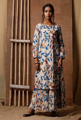 Kalamkari Side Dori Cotton Kurta-XS