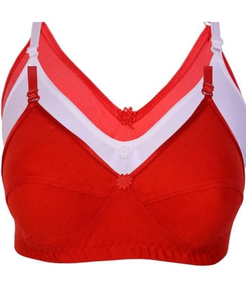 Kiran Enterprises Pack of 3 Cotton Non Padded Women's Minimizer Bra ( Red )