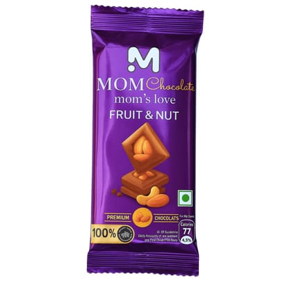 MOM CHOCOLATE Fruit & Nut Mini Chocolate Bar Bite-Sized Healthy Snack with Almonds, Cashews & Raisins | Gourmet Chocolate Treat | 100% Vegetarian, Perfect for On-the-Go