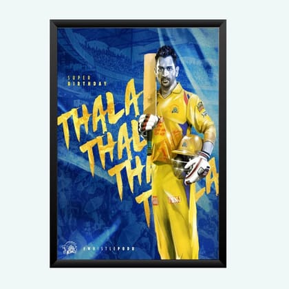 Nokkes Cricket IPL M.S Dhoni CSK Chennai Super King Team Photo Frame 8X12 Inch Size Photo Frame Photo Home Office_msd26