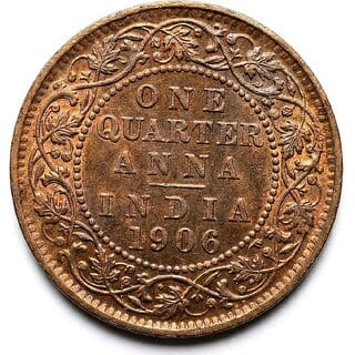 1 Quarter Anna 1906 Edward, British India Old copper Rare Coin 1 Quarter Anna 1906 Edward, British India Old copper Rare Coin