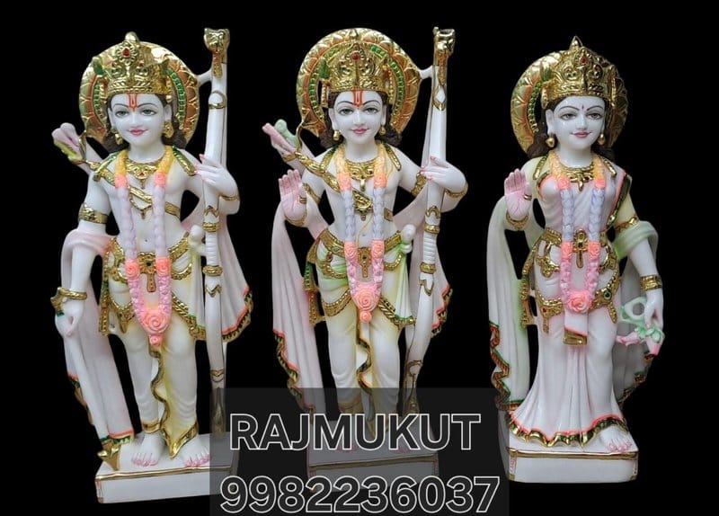 Handcrafted Ram Darbar Marble Idol Set (Ram, Sita & Lakshman)