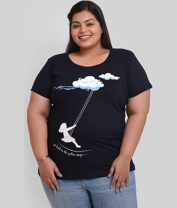 Neo Garments Women Cotton Printed Regular Fit Round Neck T-Shirt ( Navy Blue )