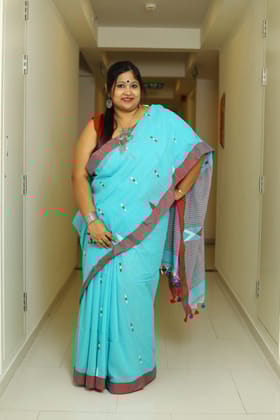 Lavanya-Handloom Cotton / Turquoise Blue / Cotton by Cotton