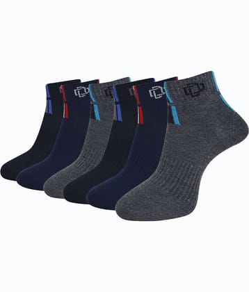 Dollar Cotton Blend Men's Colorblock Black Ankle Length Socks ( Pack of 6 )