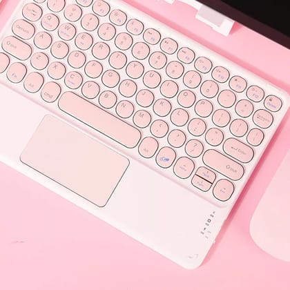 Rechargeable Bluetooth Keyboard and Trackpad Ultra Slim for all Bluetooth Enabled Mac/Tablet/iPad/PC/Laptop-Pink