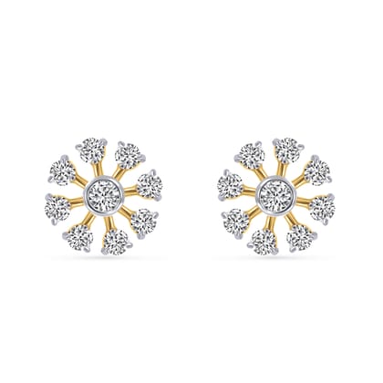 Senco Gold Fashionable Daisy Spark Diamond Studs (1.3 gram / 0.28 Ct / GH-VS / 14K Yellow Gold)