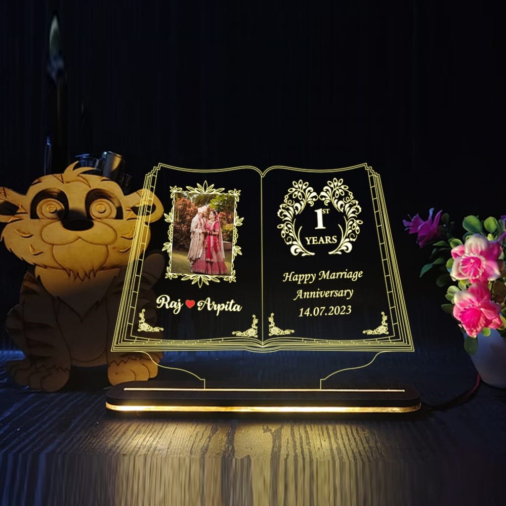 Personalized Transparent Acrylic LED Lamp | Photo Frame | Customized with Photos, Quotes & Name | Best Gift for Loved Ones | Him/Her |Special Occasion & Days. Size: 8X11 inch