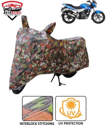 AutoRetail - Jungle Dust Proof Two Wheeler Polyster Cover With (Mirror Pocket) for Discover 125 ( Pack of 1 )