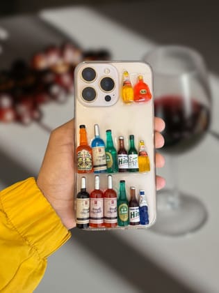 Cool 3D Wine Bottles Transparent Cover-iPhone 16 Pro