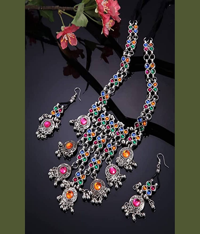 PUJVI Multi Color Alloy Necklace Set ( Pack of 1 )