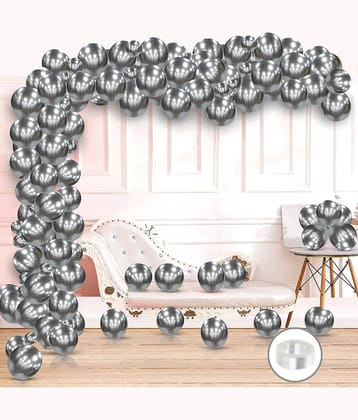 Zyozi 51 Mettalic Balloon Garland Arch Kit 10 inch Party Balloons for Boys Girls Birthday, Baby Shower Wedding Anniversary Festivals Party Decorations (Silver)