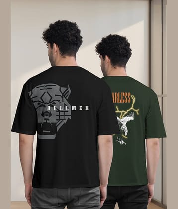 BULLMER Pack of 2 Cotton Blend Oversized Fit Men's T-Shirt ( Mustard )