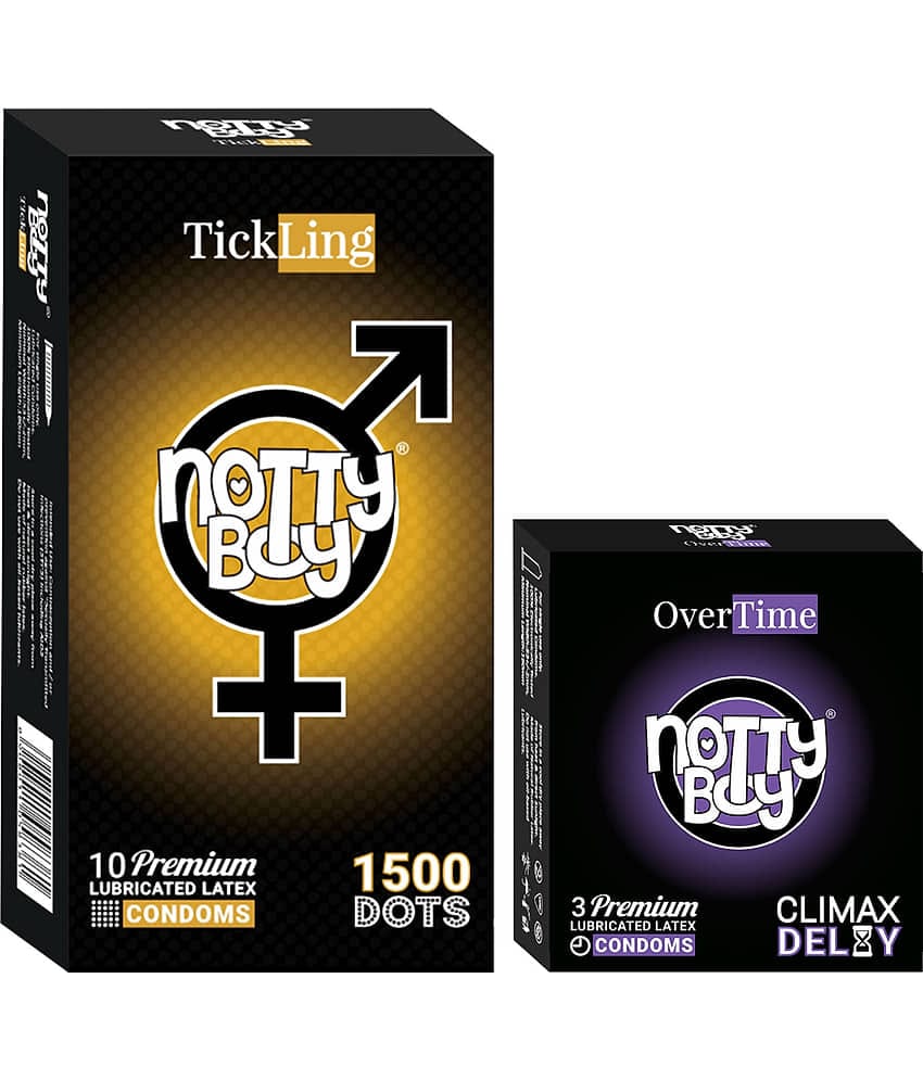 NottyBoy Extra Dotted 1500 Dots and Extra Delay Long Lasting Condoms- (Set of 2, 13 Pieces)