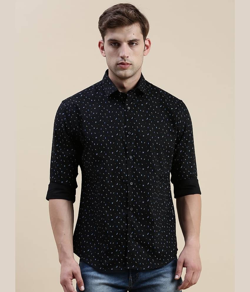 Showoff Cotton Blend Regular Fit Printed Full Sleeves Men's Casual Shirt - Black ( Pack of 1 )