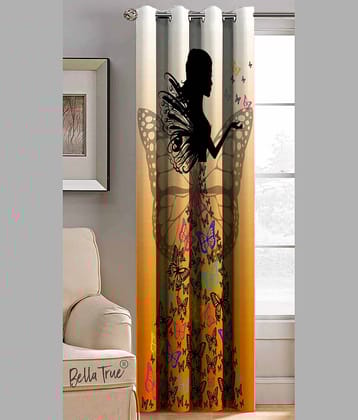 BELLA TRUE Abstract Printed Semi-Transparent Eyelet Curtain 9 ft ( Pack of 1 ) - Multicolor