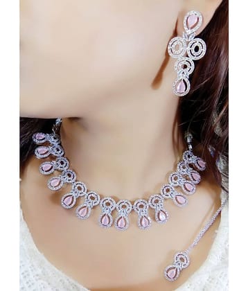 Ladymania Pink Alloy Necklace Set ( Pack of 1 )