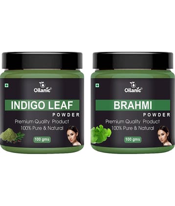 Oilanic 100% Pure Indigo Leaf Powder & Brahmi Powder For Skincare Hair Mask 200 g Pack of 2