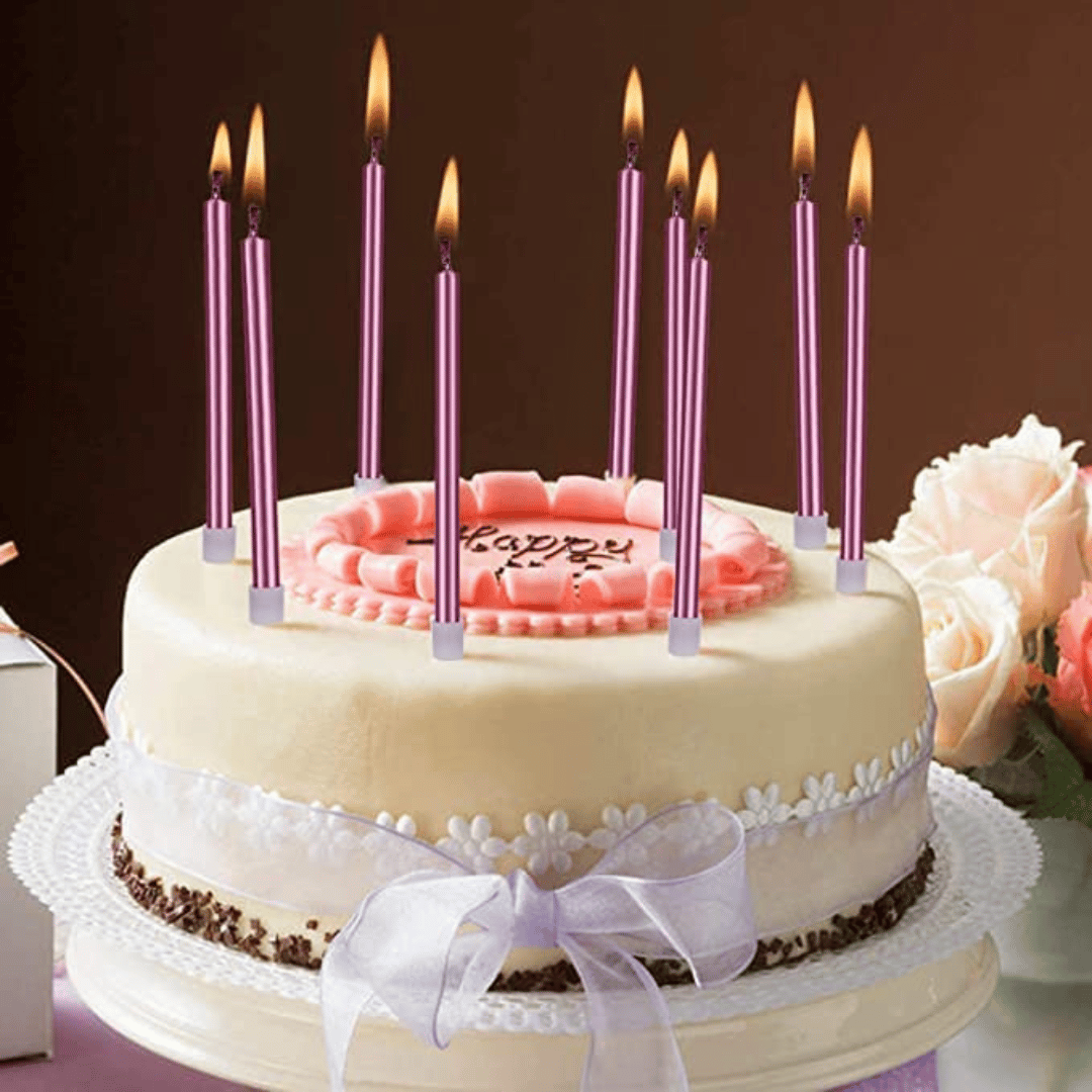 Pencil Thin Rose Pink Candles - 10PC