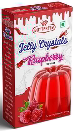 Butterfly Instant Jelly Crystals, 100g (Raspberry) by Butterfly Dessert Mixes and Bakery Needs. Butterfly Instant Jelly Crystals, 100g (Raspberry) by Butterfly Dessert Mixes and Bakery Needs.