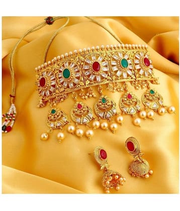 Sukkhi Alloy Golden Choker Contemporary/Fashion 18kt Gold Plated Necklaces Set