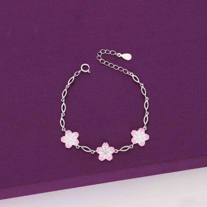 Sterling Silver Children's Floral Bracelet-None / Silver