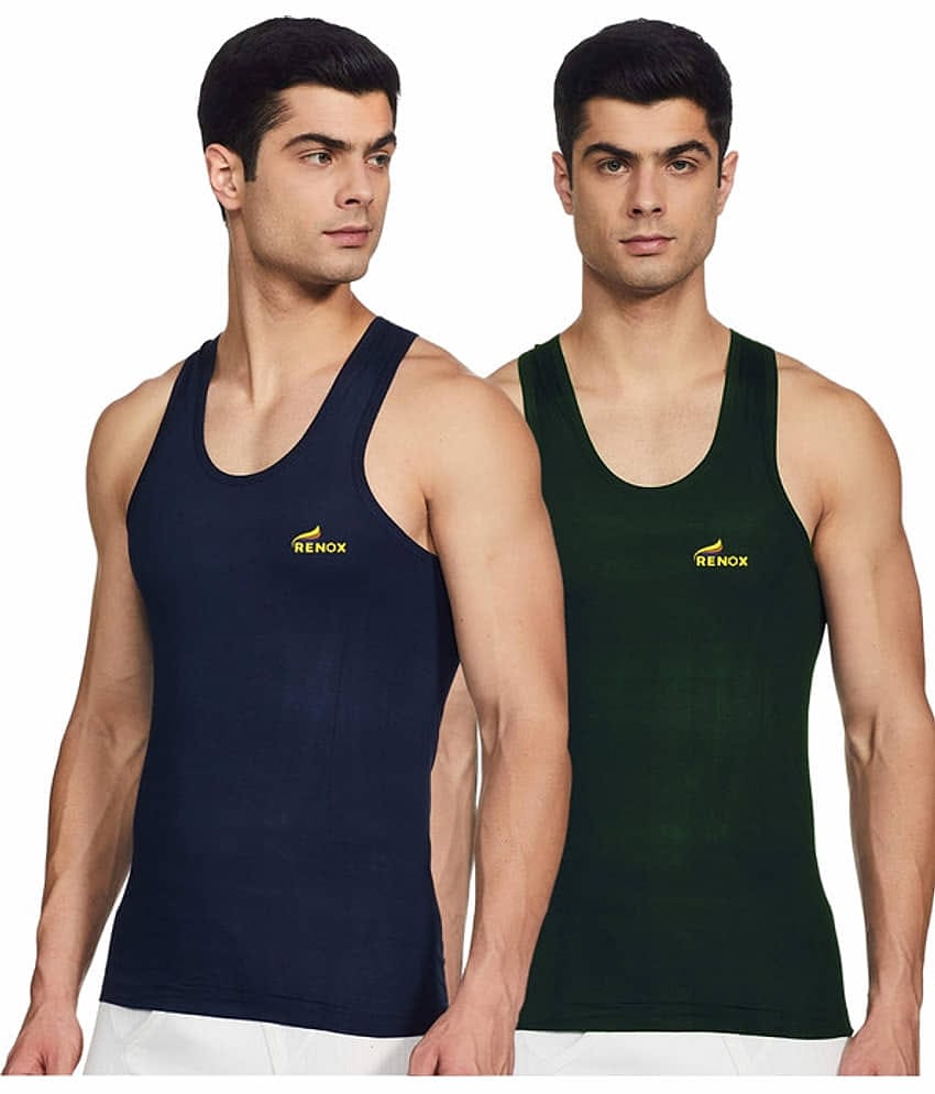 Renox Pack of 2 Cotton Basic Vest For Men ( Multicolor )