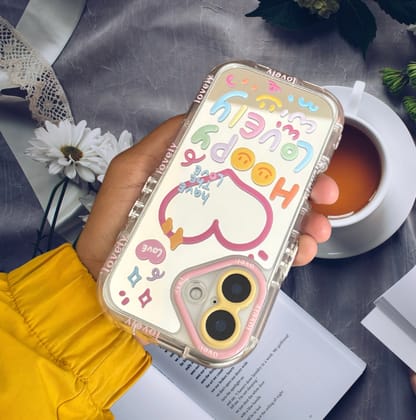 Cute Happy Heart Mirror Cover-iPhone 16