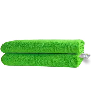 SOFTSPUN Microfiber Cloth - 2 pcs - 30x30 cms - 340 GSM Green - Thick Lint & Streak-Free Multipurpose Cloths - Automotive Microfibre Towels for Car Bike Cleaning Polishing Washing & Detailing