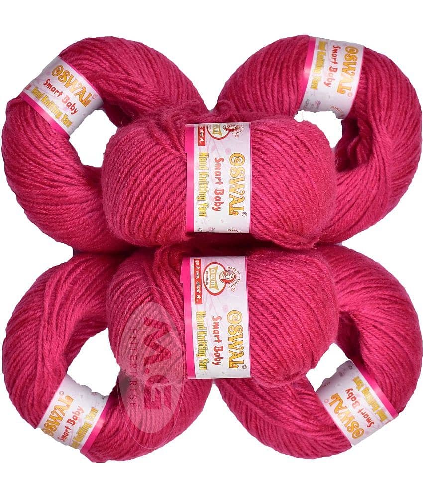 100% Acrylic Wool Magenta (6 pc) Smart Baby 4 ply Wool Ball Hand Knitting Wool/Art Craft Soft Fingering Crochet Hook Yarn, Needle Knitting Yarn Thread Dye D EC