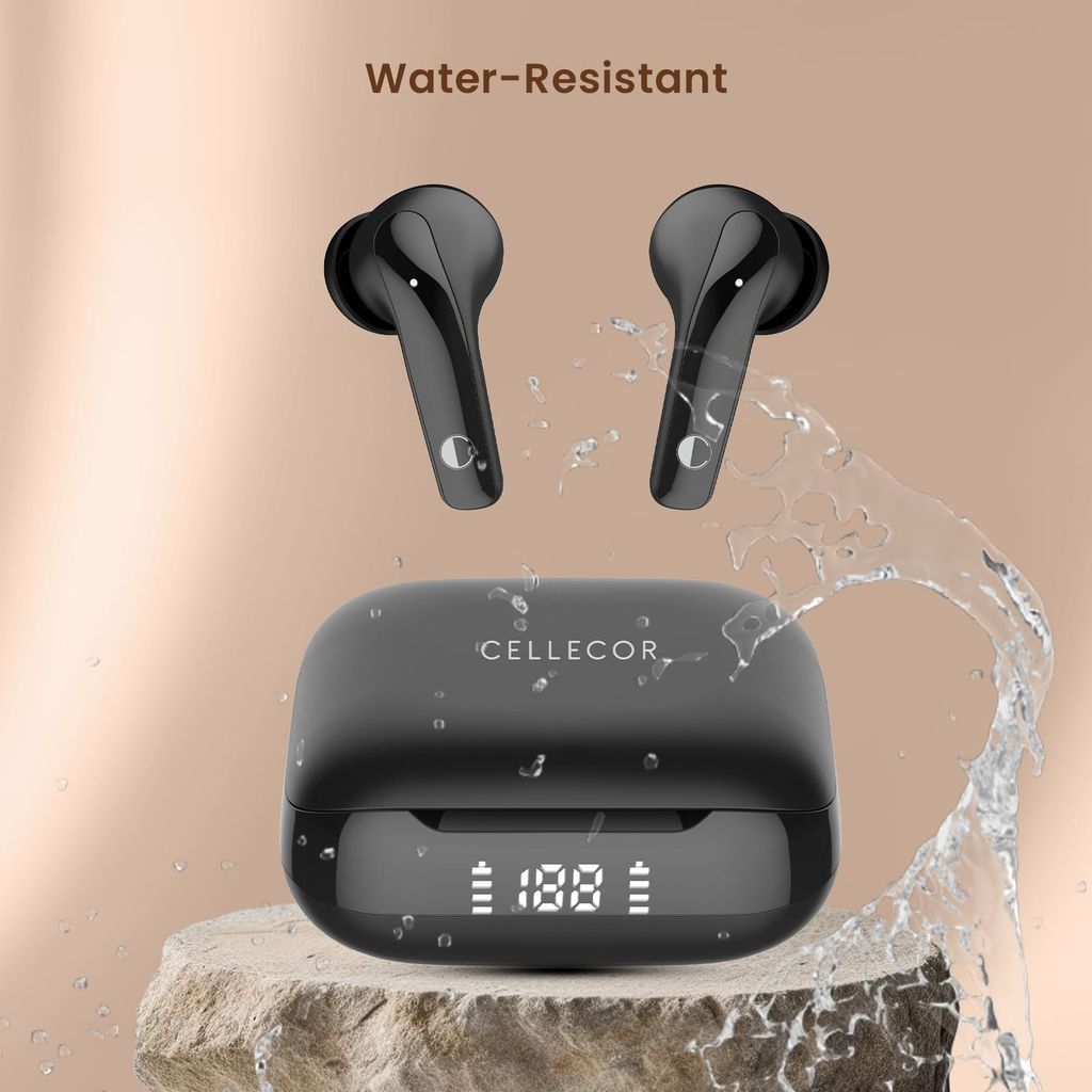 CELLECOR BroPods CB55 ACE TWS with 70 Hours Playtime | Instant Wake 'N' Pair | HD Sound | 5.3V Bluetooth | Digital Display (Black)
