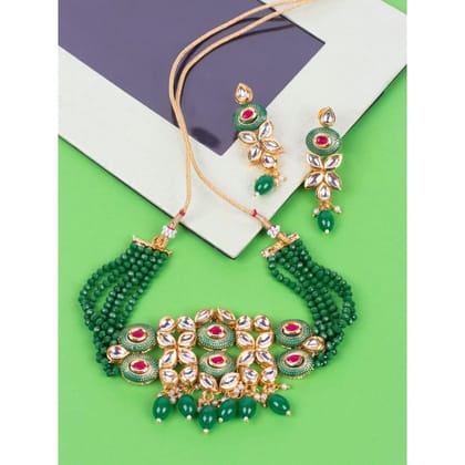 Gold-Plated Kundan Beaded Jewellery Set
