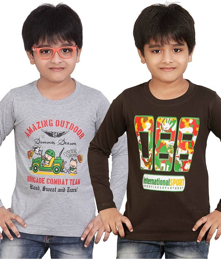 Dongli Pack of 1 Boys Cotton T-Shirt ( Multi Color )