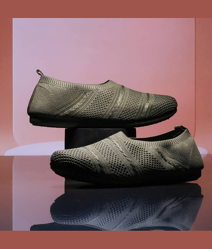 ASIAN ZERI-02 SPL Olive Women's Slip On