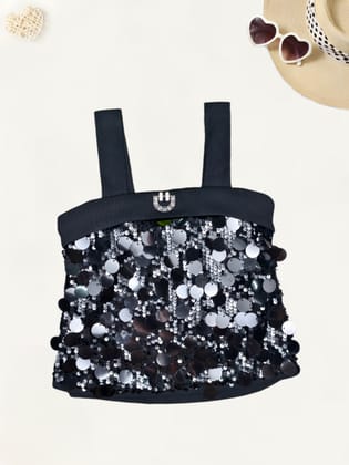 Girl’s Partywear Top  [GT-656] (4-12Years)-4-5Y (Size - 24) / Black / Imported