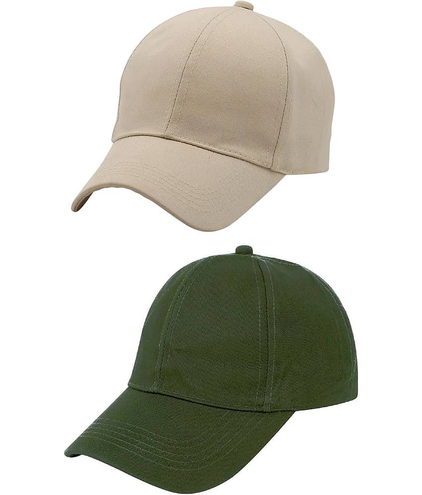 Zacharias - 100% Cotton Beige Men's Cap ( Pack of 2 )