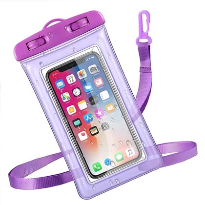 Waterproof Mobile Phone Cover Pouch for All Mobiles, Touch Sensitive, Universal Size, for Rain Protection Cellphone Dry Bag Compatible for All Smartphones up to 7 inches (White)