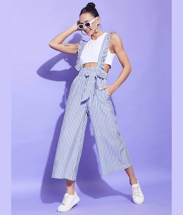 StyleStone - Blue Cotton Wide Leg Women's Casual Pants ( Pack of 1 )