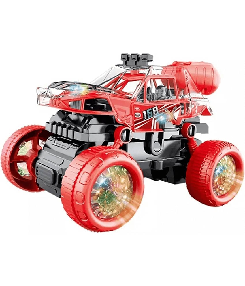 RAINBOW RIDERS Stunt Car /Stunt Spray Battery Operated Car with 3D Flashing Light & Sound Toy for Kids Friction Power Toy Car for Kids - 360 Degree Stunt Car for Boys Age 3+ Years Stunt Toy Car, Rock Crawler- Plastic Multiple Color Options Are Available