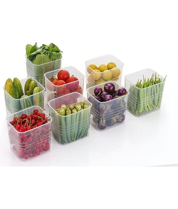 MAGICSPOON Fridge Storage Tray PET Transparent Utility Container ( Set of 8 )