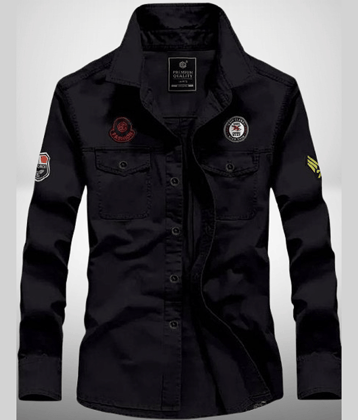 IQIVLI Cotton Blend Regular Fit Self Design Full Sleeves Men's Casual Shirt - Black ( Pack of 1 )