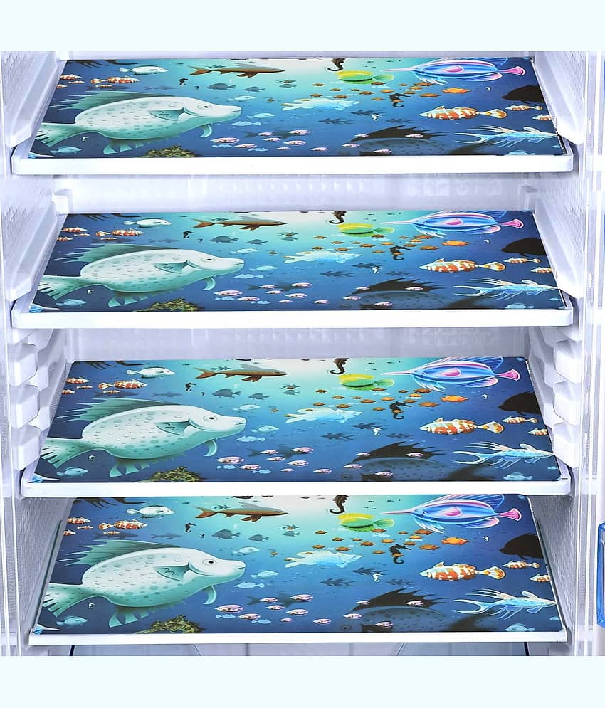 Exopick Set of 4 PVC Blue Fridge Mats ( 11.5 X 17.5 In)