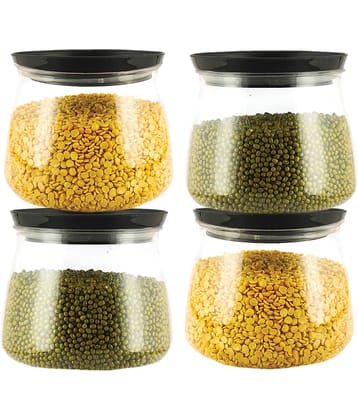 PearlPet - Black Plastic Spice Container ( Set of 4 ) - 900 ml