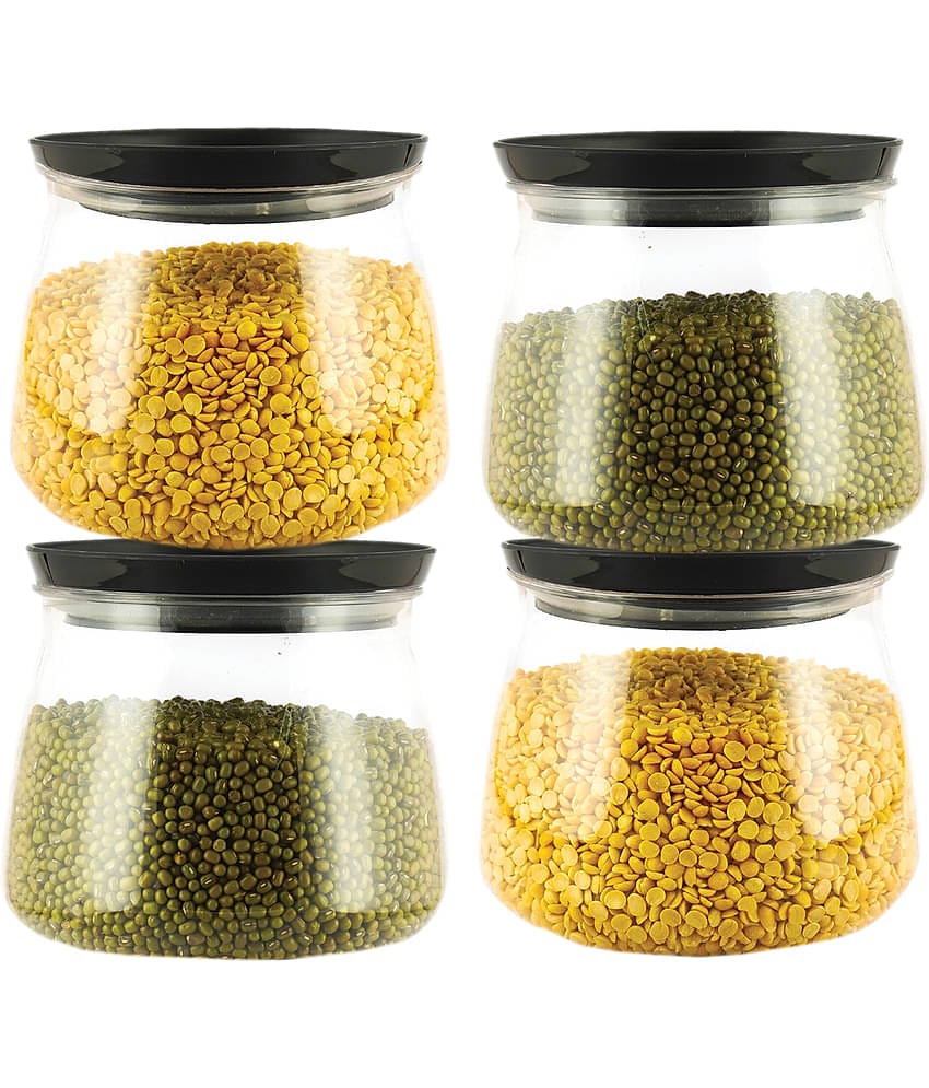 PearlPet - Black Plastic Spice Container ( Set of 4 ) - 900 ml
