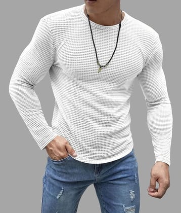 Eyebogler Cotton Relaxed Fit Self Design Full Sleeves Men's Round T-Shirt - White ( Pack of 1 ) - None